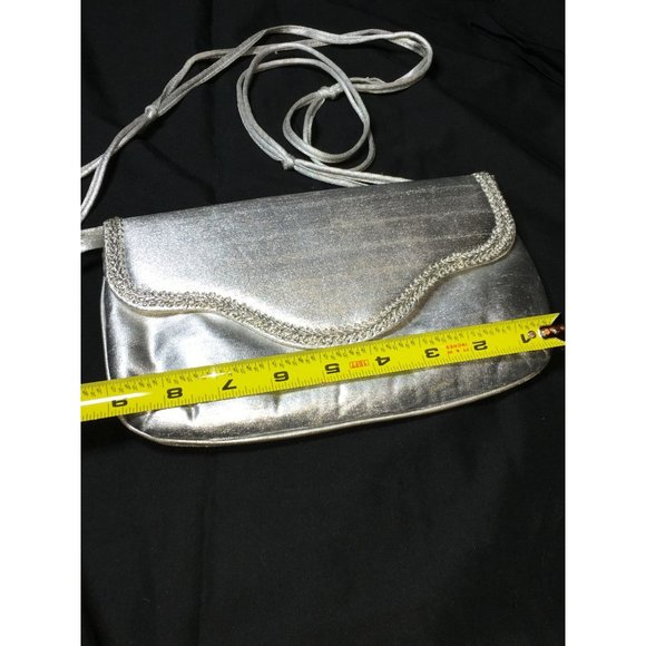 VIntage Le Regale Ltd. Rhinestone Fancy Shiny Silver Mini Formal Evening Purse - Picture 3 of 7